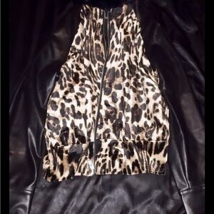 Small fashion nova leather leopard fur jacket
